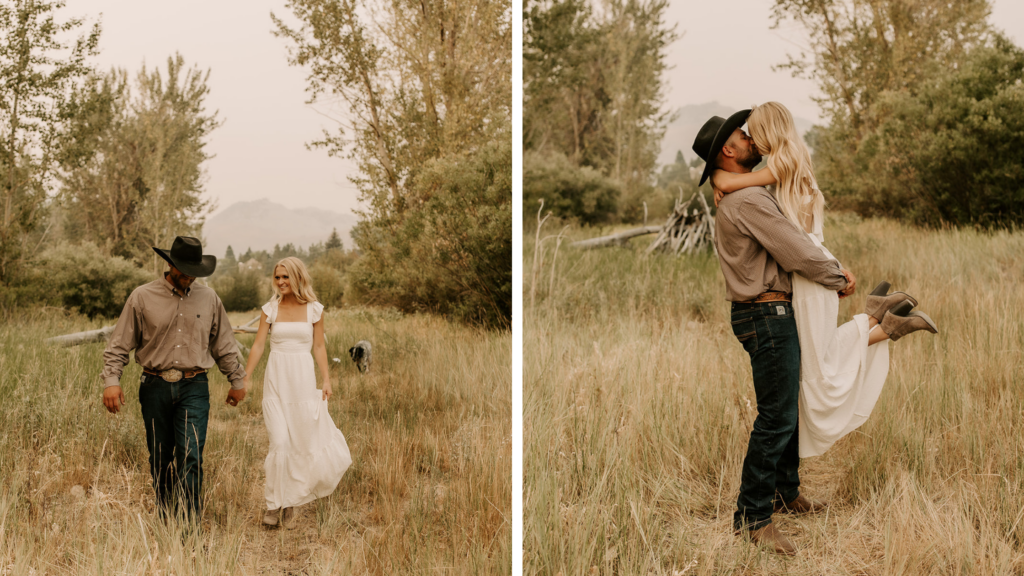 owning a business with your spouse, white dress, western couple