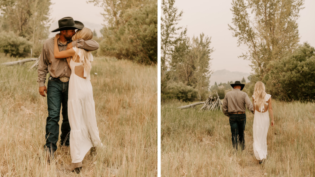owning a business with your spouse, white dress, western couple