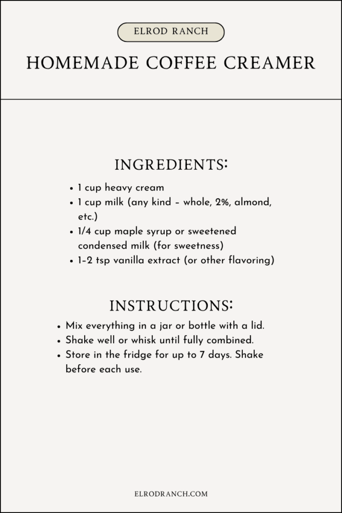 homemade coffee creamer with heavy cream