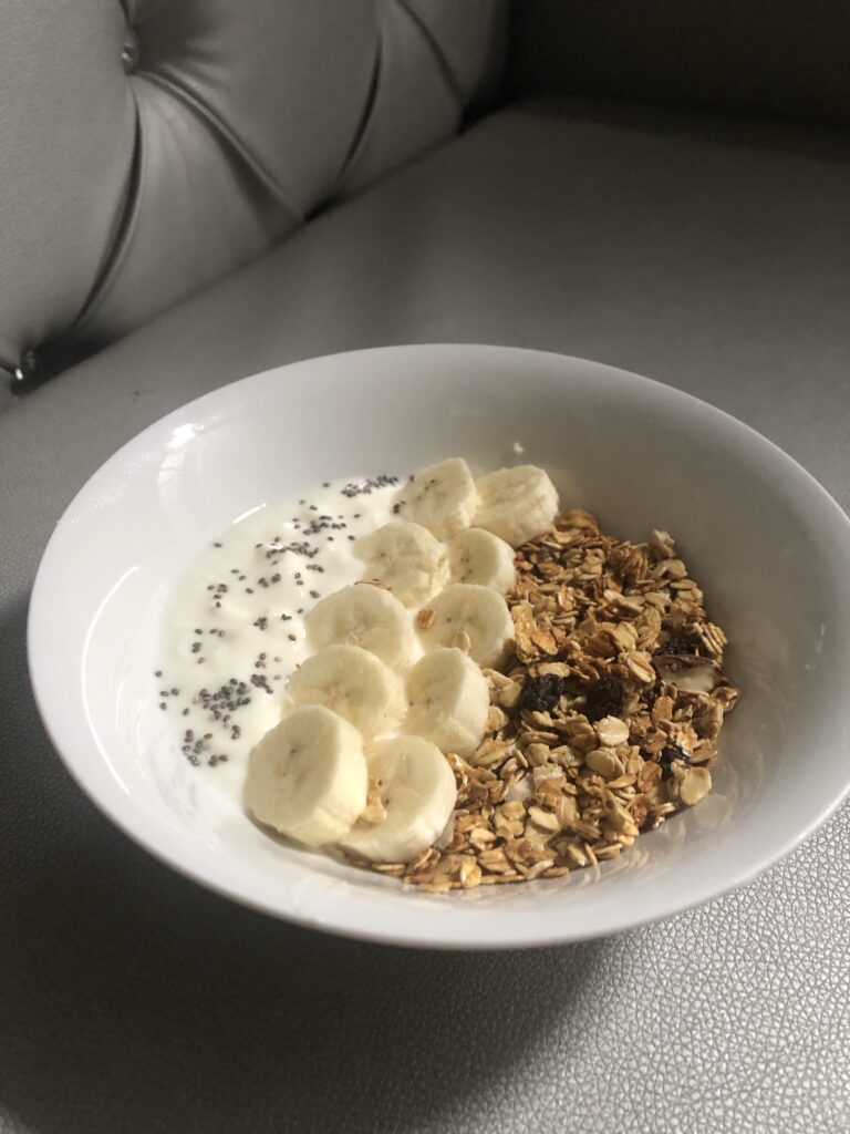 banana bowl of yogurt for summer snack