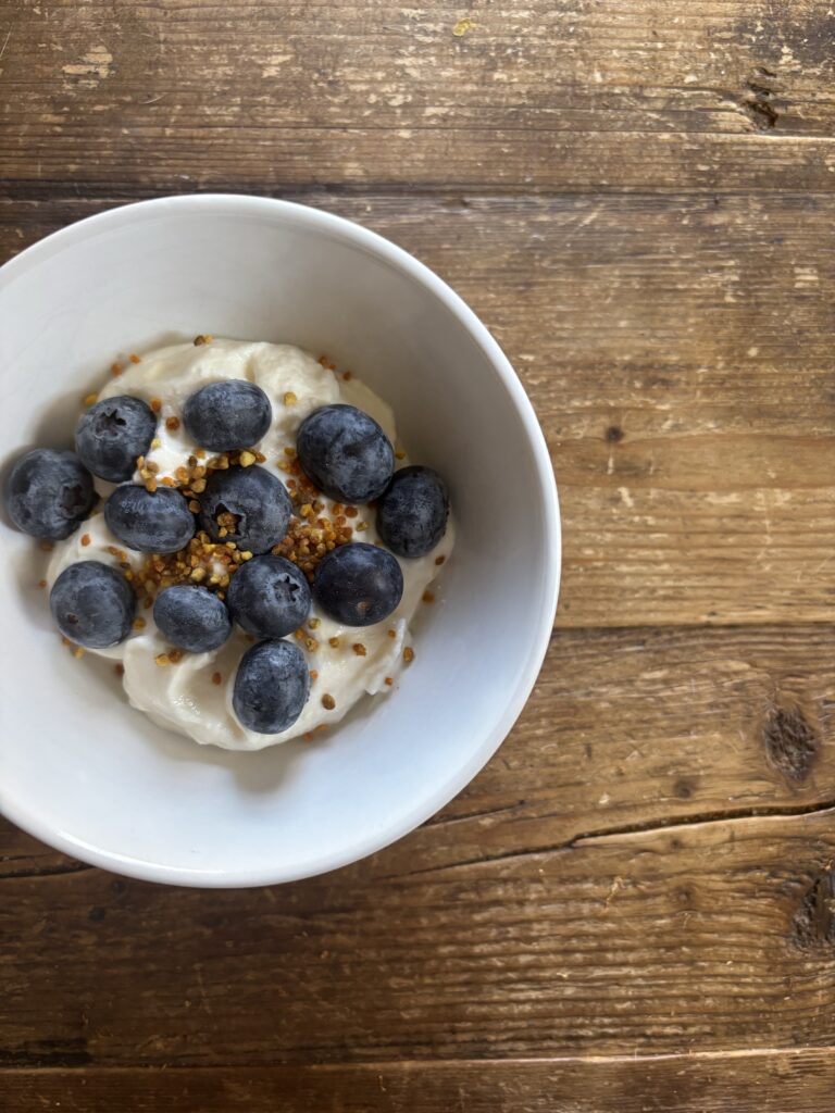 blueberries and yogurt