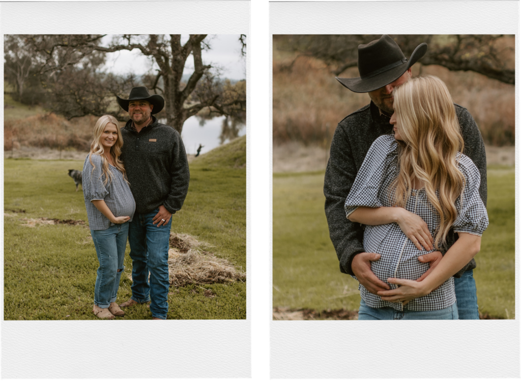 husband and wife maternity photos, winter and fall vibes