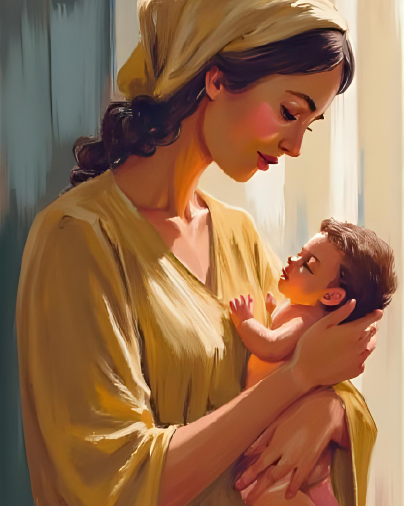 Painting of Mary holding Baby Jesus