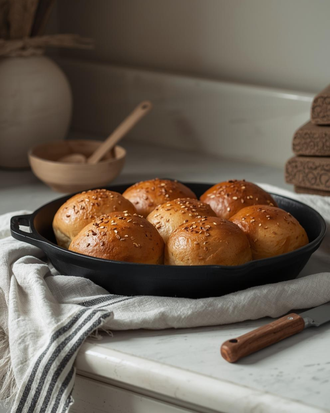 Soft, fluffy, quick homemade hamburger buns made with simple pantry ingredients and no long rise time. Perfect for burgers, sandwiches, and busy weeknight dinners.