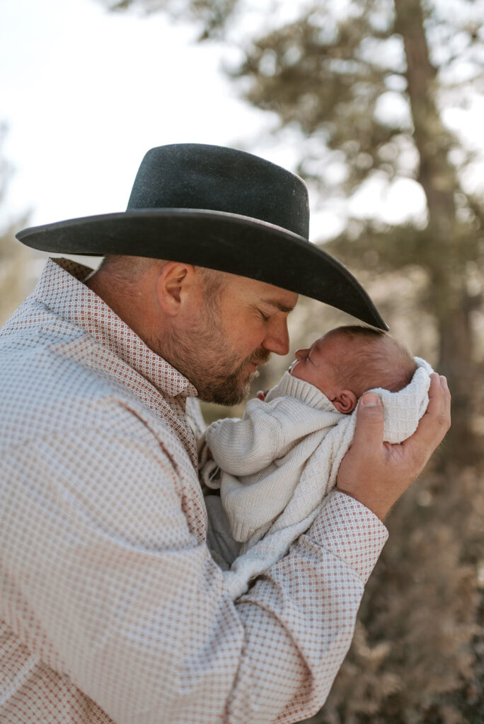 father and son newborn photo