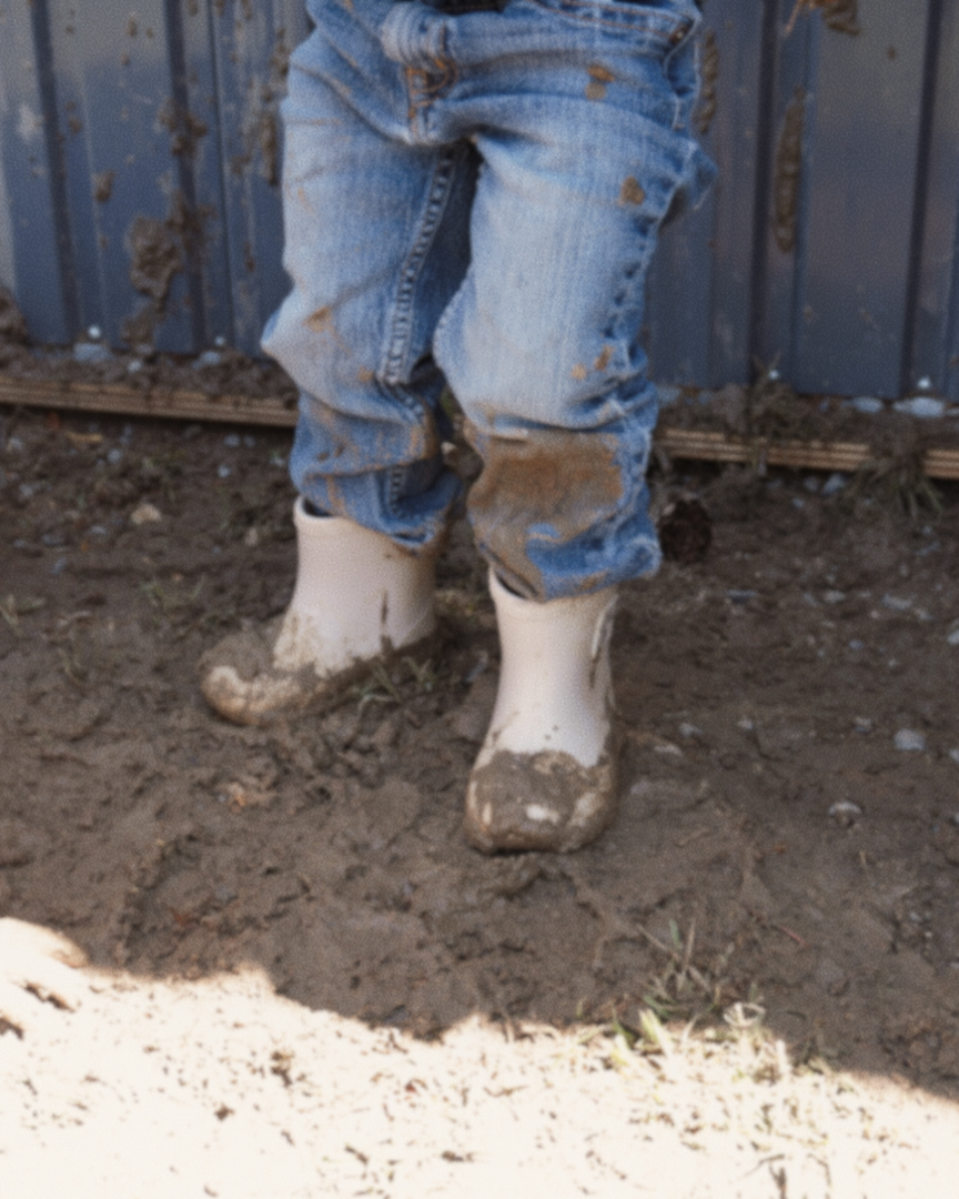 little girl playing in the mud